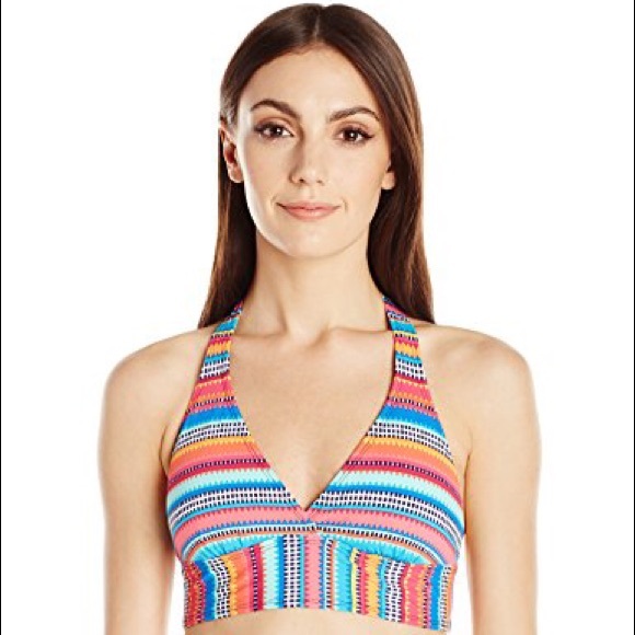 Anne Cole Triangle Stripe Halter Bikini Top - Picture 1 of 8